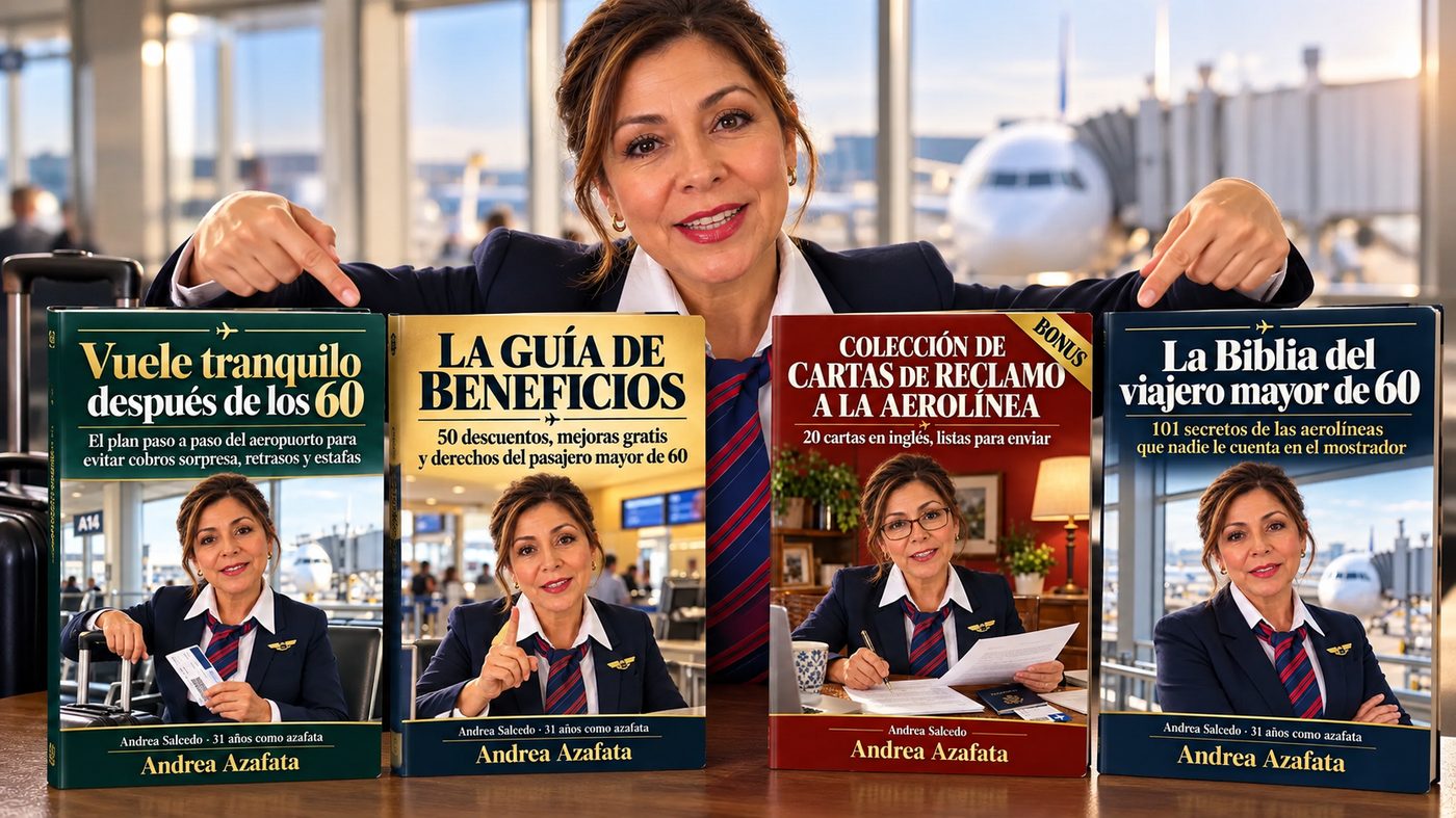 Andrea Salcedo con las cuatro guías de la biblioteca