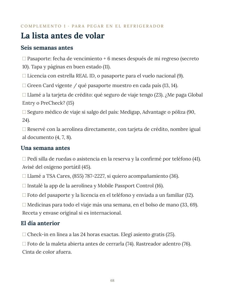 Página 68: la lista antes de volar